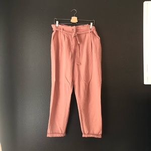 Pink high waisted cropped pants